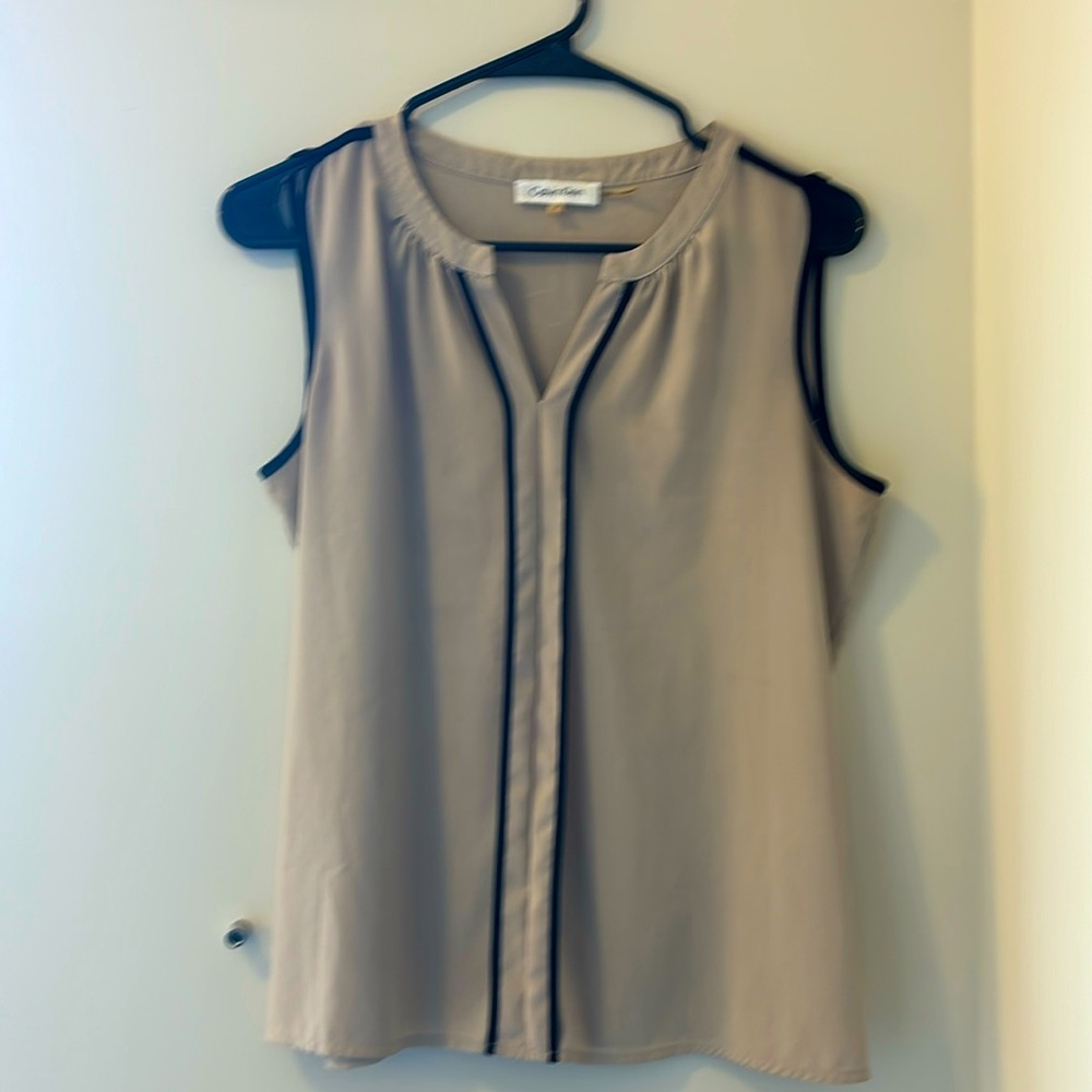 Calvin Klein size small tan and black blouse